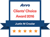 Avvo Client's Choice award 2016 Justin Crozier Award 2016 Badge