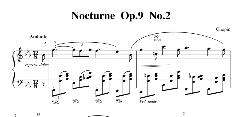 First line of Chopin’s Nocturne sheet music