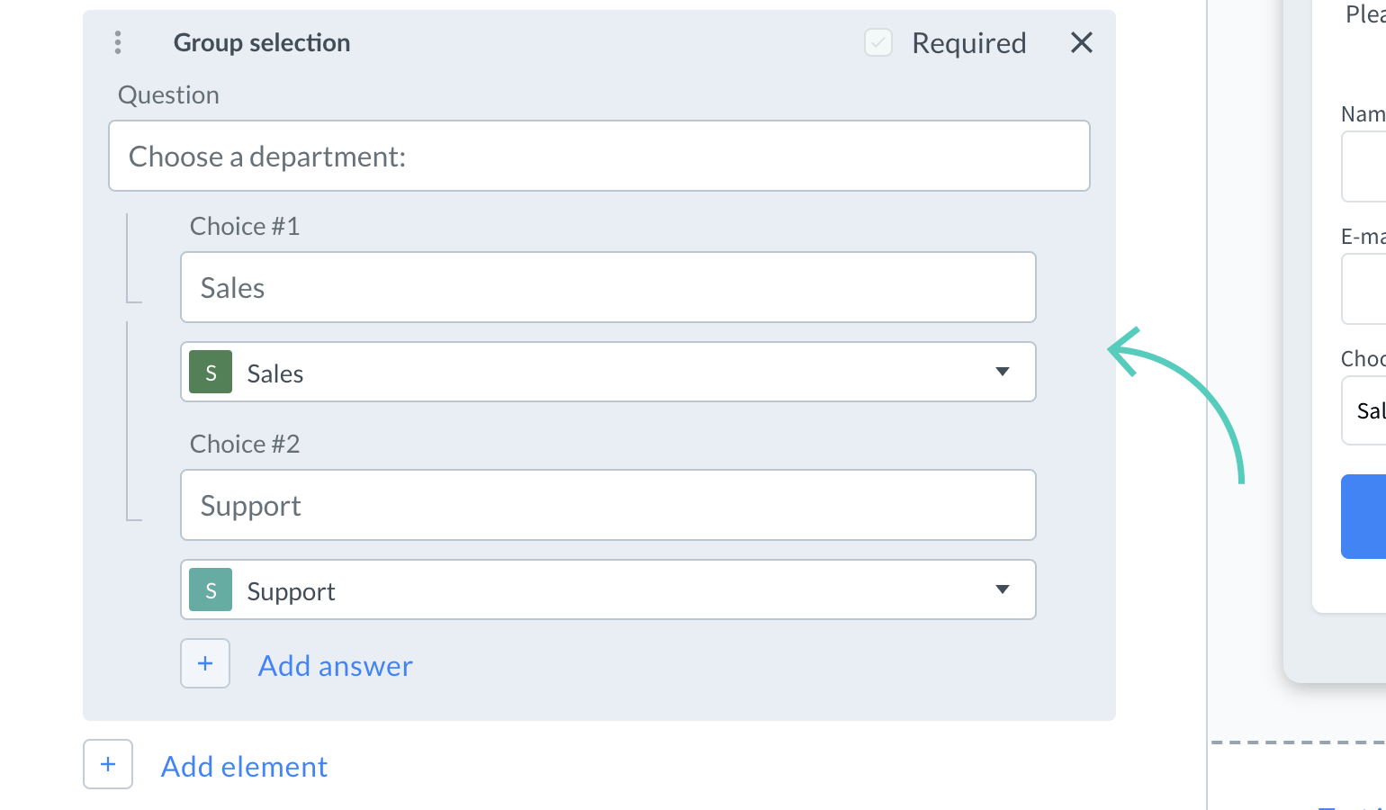 Edit group selection in pre-chat form