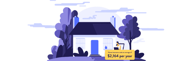 House with the average cost of home insurance at $2,614 per year