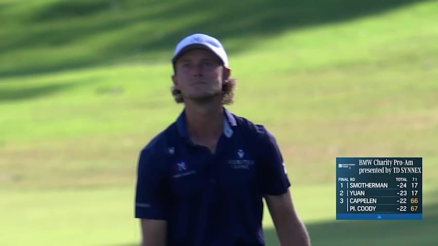 Austin Smotherman makes birdie putt on No. 18 at BMW Charity Pro-Am